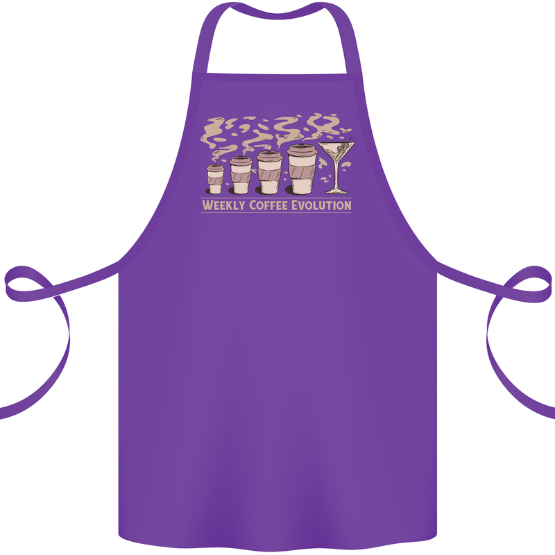Funny Weekly Coffee to Alcohol Evolution Wine Cotton Apron 100% Organic Purple