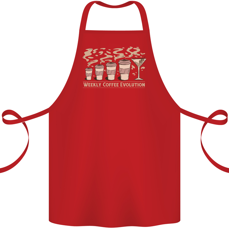 Funny Weekly Coffee to Alcohol Evolution Wine Cotton Apron 100% Organic Red