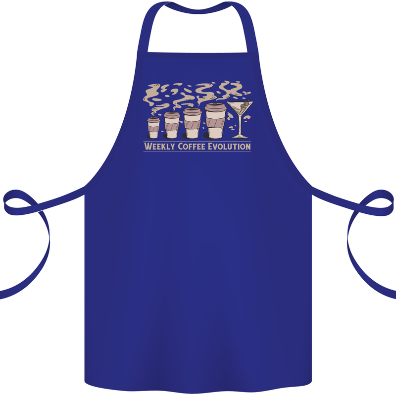 Funny Weekly Coffee to Alcohol Evolution Wine Cotton Apron 100% Organic Royal Blue