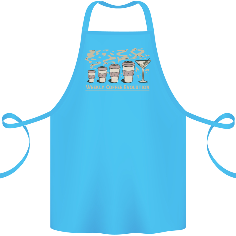 Funny Weekly Coffee to Alcohol Evolution Wine Cotton Apron 100% Organic Turquoise