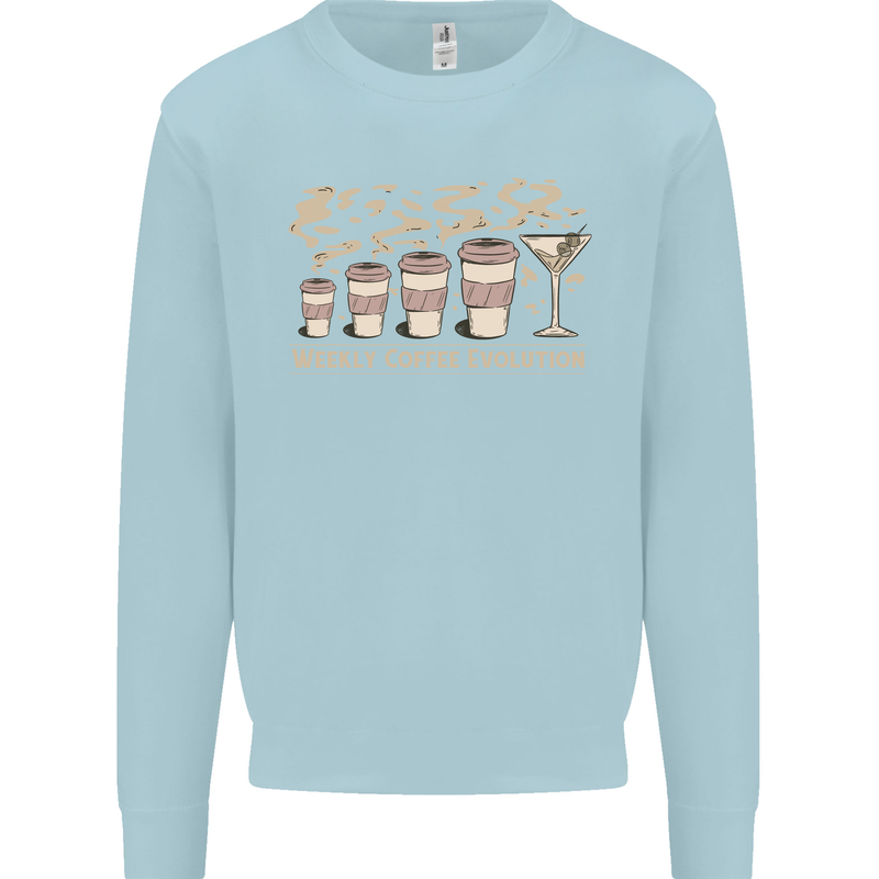 Funny Weekly Coffee to Alcohol Evolution Wine Kids Sweatshirt Jumper Light Blue