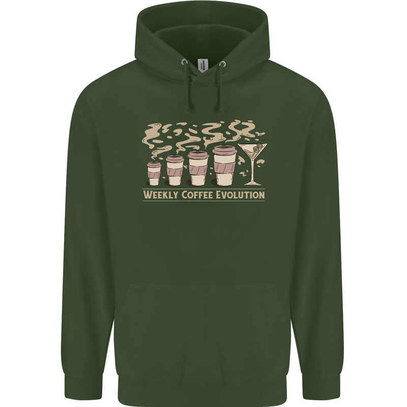 Funny Weekly Coffee to Alcohol Evolution Wine Mens 80% Cotton Hoodie Forest Green