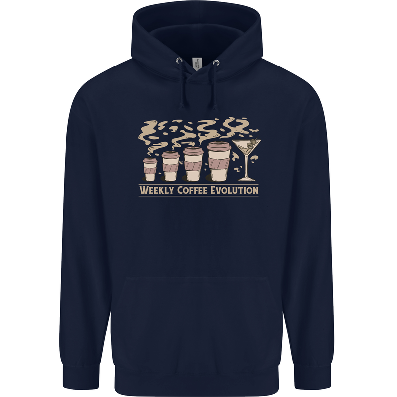 Funny Weekly Coffee to Alcohol Evolution Wine Mens 80% Cotton Hoodie Navy Blue