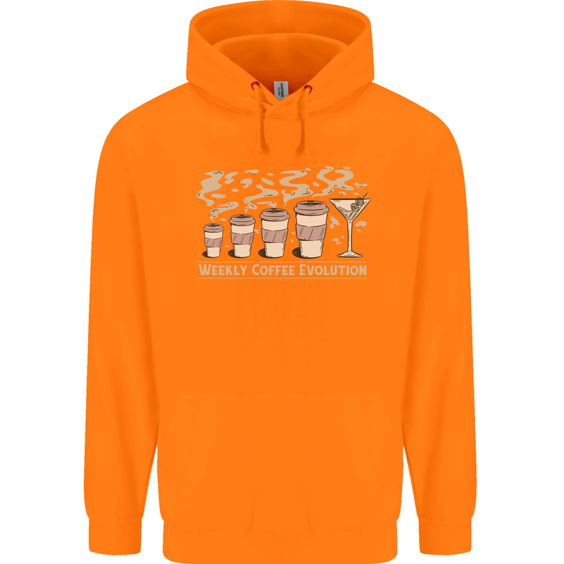 Funny Weekly Coffee to Alcohol Evolution Wine Mens 80% Cotton Hoodie Orange