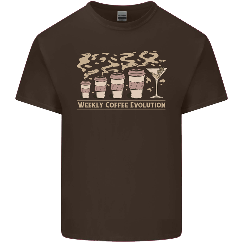 Funny Weekly Coffee to Alcohol Evolution Wine Mens Cotton T-Shirt Tee Top Dark Chocolate