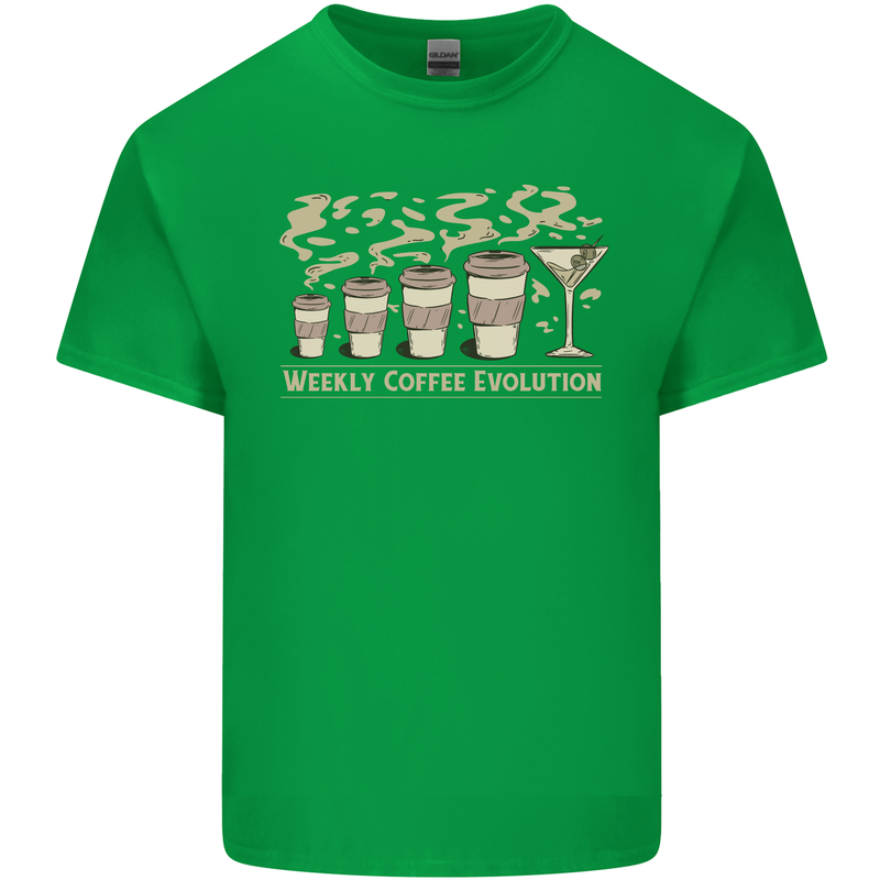 Funny Weekly Coffee to Alcohol Evolution Wine Mens Cotton T-Shirt Tee Top Irish Green