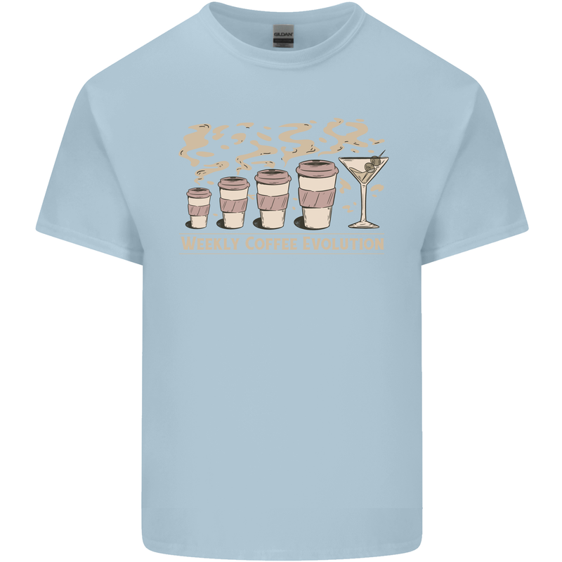 Funny Weekly Coffee to Alcohol Evolution Wine Mens Cotton T-Shirt Tee Top Light Blue