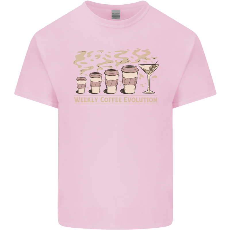 Funny Weekly Coffee to Alcohol Evolution Wine Mens Cotton T-Shirt Tee Top Light Pink