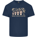 Funny Weekly Coffee to Alcohol Evolution Wine Mens Cotton T-Shirt Tee Top Navy Blue