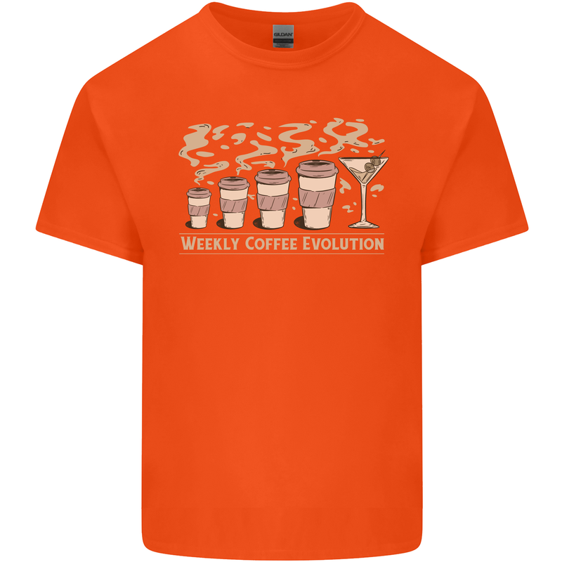 Funny Weekly Coffee to Alcohol Evolution Wine Mens Cotton T-Shirt Tee Top Orange