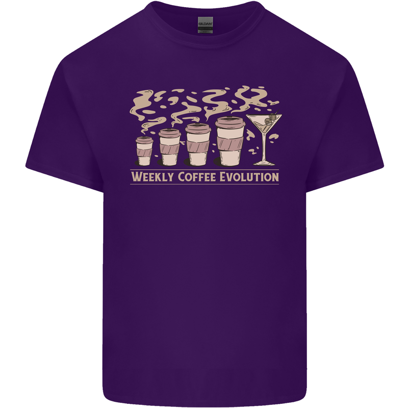 Funny Weekly Coffee to Alcohol Evolution Wine Mens Cotton T-Shirt Tee Top Purple