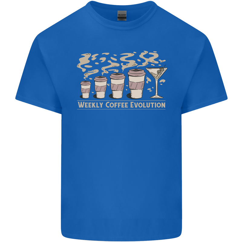 Funny Weekly Coffee to Alcohol Evolution Wine Mens Cotton T-Shirt Tee Top Royal Blue