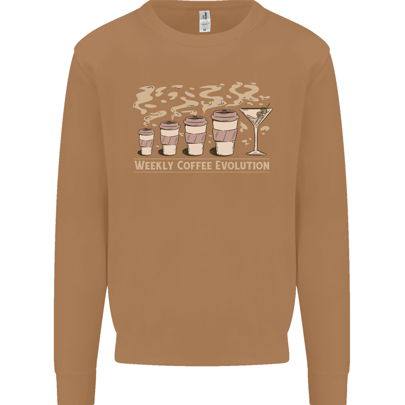 Funny Weekly Coffee to Alcohol Evolution Wine Mens Sweatshirt Jumper Caramel Latte