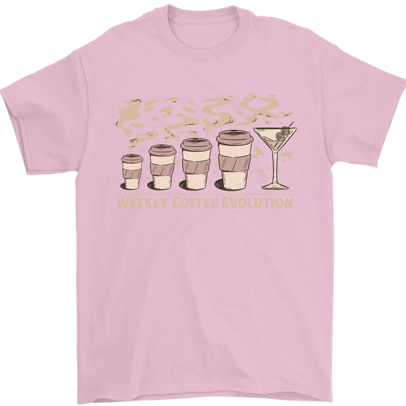 Funny Weekly Coffee to Alcohol Evolution Wine Mens T-Shirt 100% Cotton Light Pink