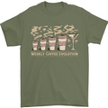 Funny Weekly Coffee to Alcohol Evolution Wine Mens T-Shirt 100% Cotton Military Green