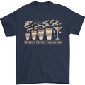 Funny Weekly Coffee to Alcohol Evolution Wine Mens T-Shirt 100% Cotton Navy Blue