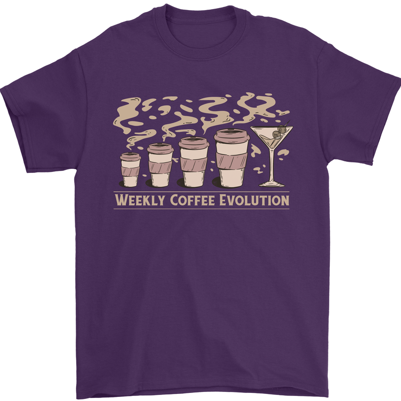 Funny Weekly Coffee to Alcohol Evolution Wine Mens T-Shirt 100% Cotton Purple