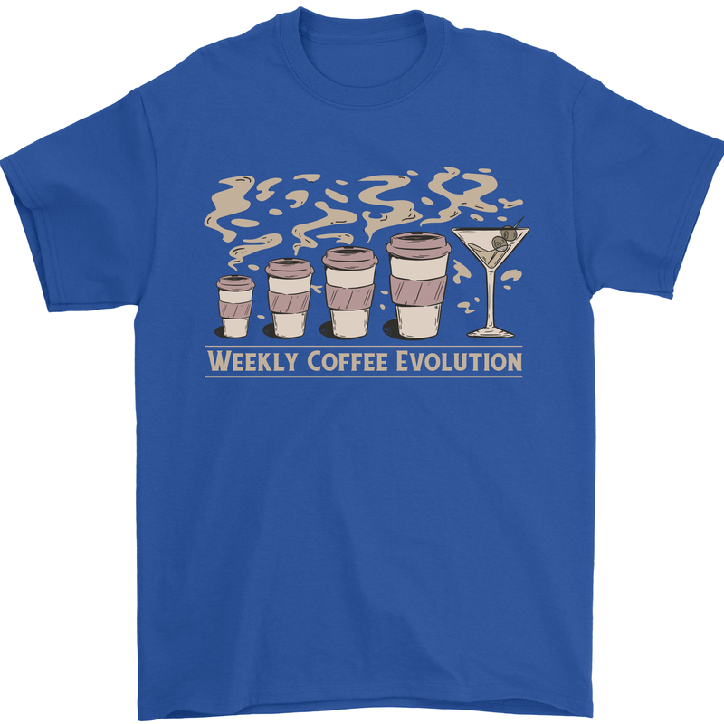 Funny Weekly Coffee to Alcohol Evolution Wine Mens T-Shirt 100% Cotton Royal Blue