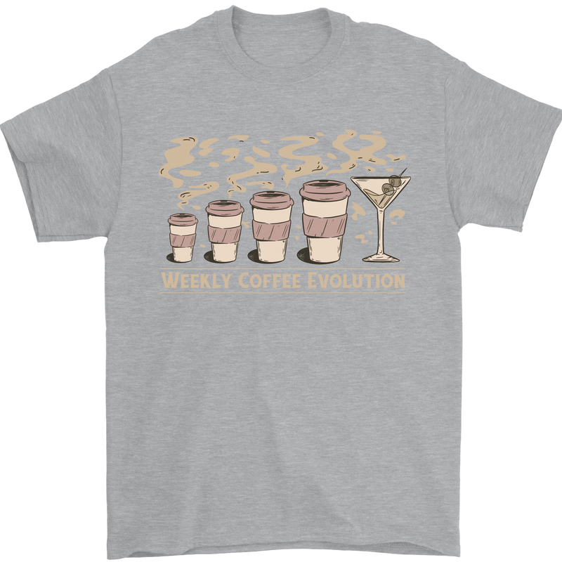 Funny Weekly Coffee to Alcohol Evolution Wine Mens T-Shirt 100% Cotton Sports Grey