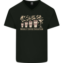 Funny Weekly Coffee to Alcohol Evolution Wine Mens V-Neck Cotton T-Shirt Black