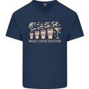 Funny Weekly Coffee to Alcohol Evolution Wine Mens V-Neck Cotton T-Shirt Navy Blue