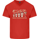 Funny Weekly Coffee to Alcohol Evolution Wine Mens V-Neck Cotton T-Shirt Red