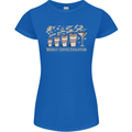 Funny Weekly Coffee to Alcohol Evolution Wine Womens Petite Cut T-Shirt Royal Blue