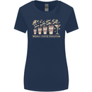 Funny Weekly Coffee to Alcohol Evolution Wine Womens Wider Cut T-Shirt Navy Blue