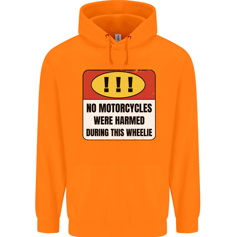Funny Wheelie Motorbike Motocross MotoX Childrens Kids Hoodie Orange