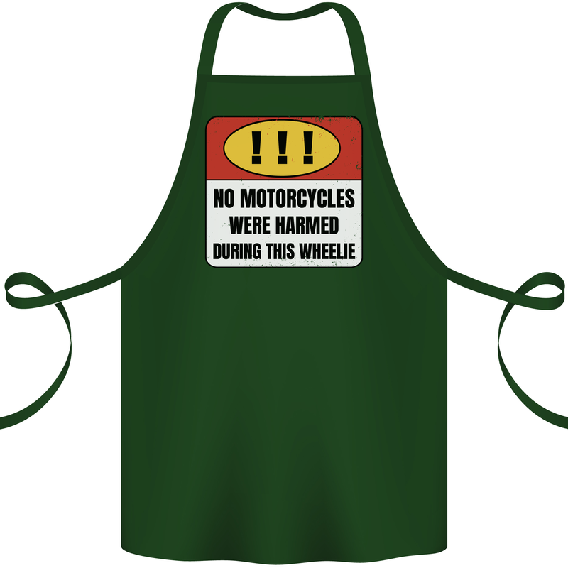 Funny Wheelie Motorbike Motocross MotoX Cotton Apron 100% Organic Forest Green
