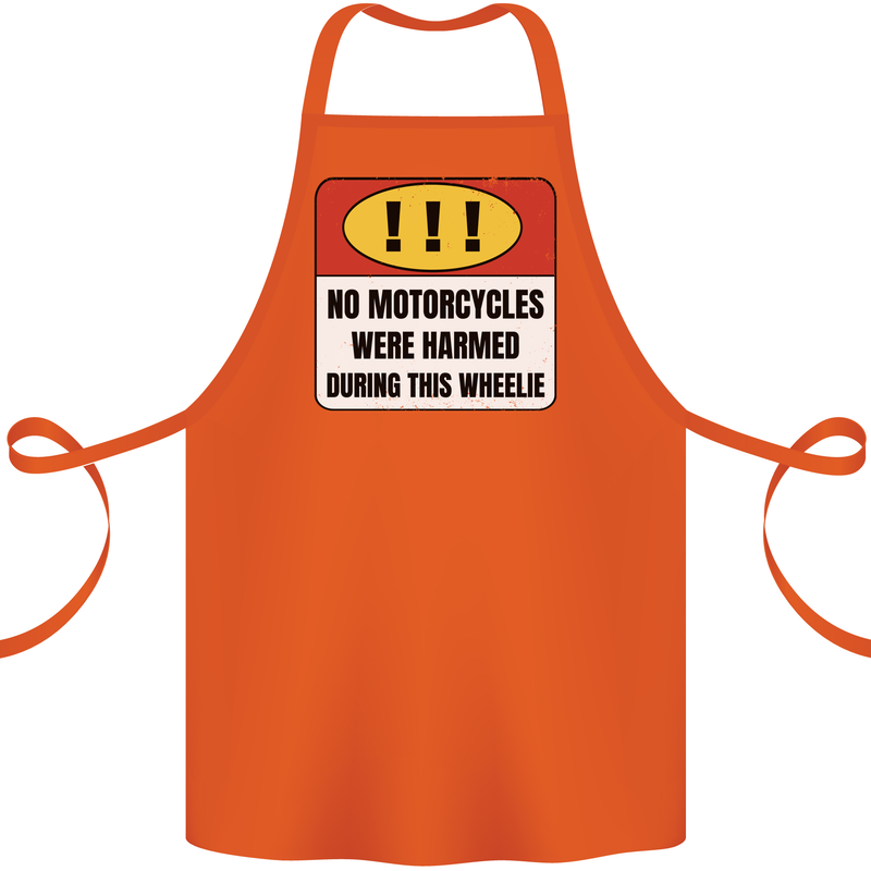 Funny Wheelie Motorbike Motocross MotoX Cotton Apron 100% Organic Orange