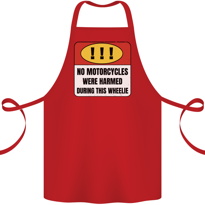 Funny Wheelie Motorbike Motocross MotoX Cotton Apron 100% Organic Red