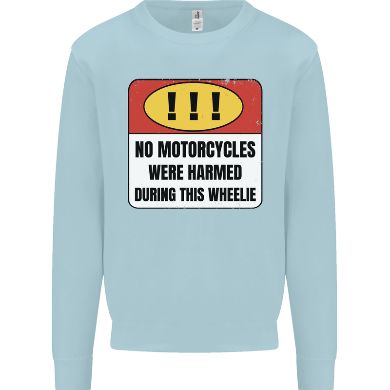 Funny Wheelie Motorbike Motocross MotoX Kids Sweatshirt Jumper Light Blue