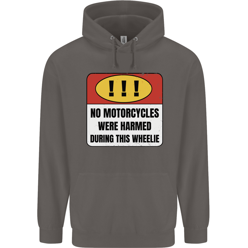 Funny Wheelie Motorbike Motocross MotoX Mens 80% Cotton Hoodie Charcoal