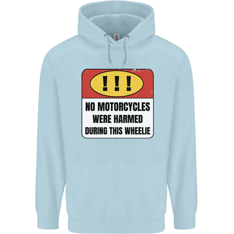 Funny Wheelie Motorbike Motocross MotoX Mens 80% Cotton Hoodie Light Blue