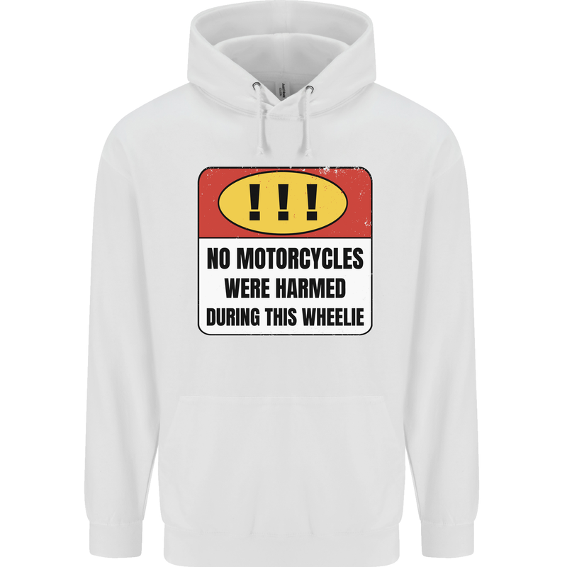 Funny Wheelie Motorbike Motocross MotoX Mens 80% Cotton Hoodie White