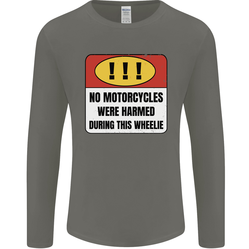 Funny Wheelie Motorbike Motocross MotoX Mens Long Sleeve T-Shirt Charcoal
