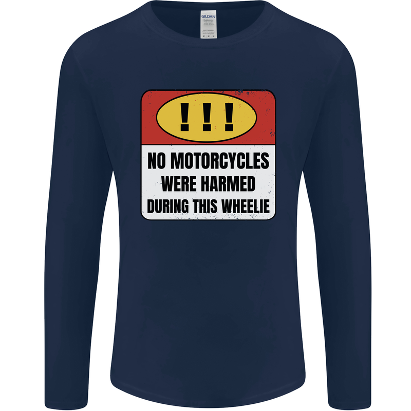 Funny Wheelie Motorbike Motocross MotoX Mens Long Sleeve T-Shirt Navy Blue
