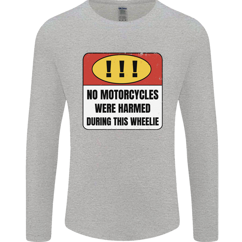 Funny Wheelie Motorbike Motocross MotoX Mens Long Sleeve T-Shirt Sports Grey