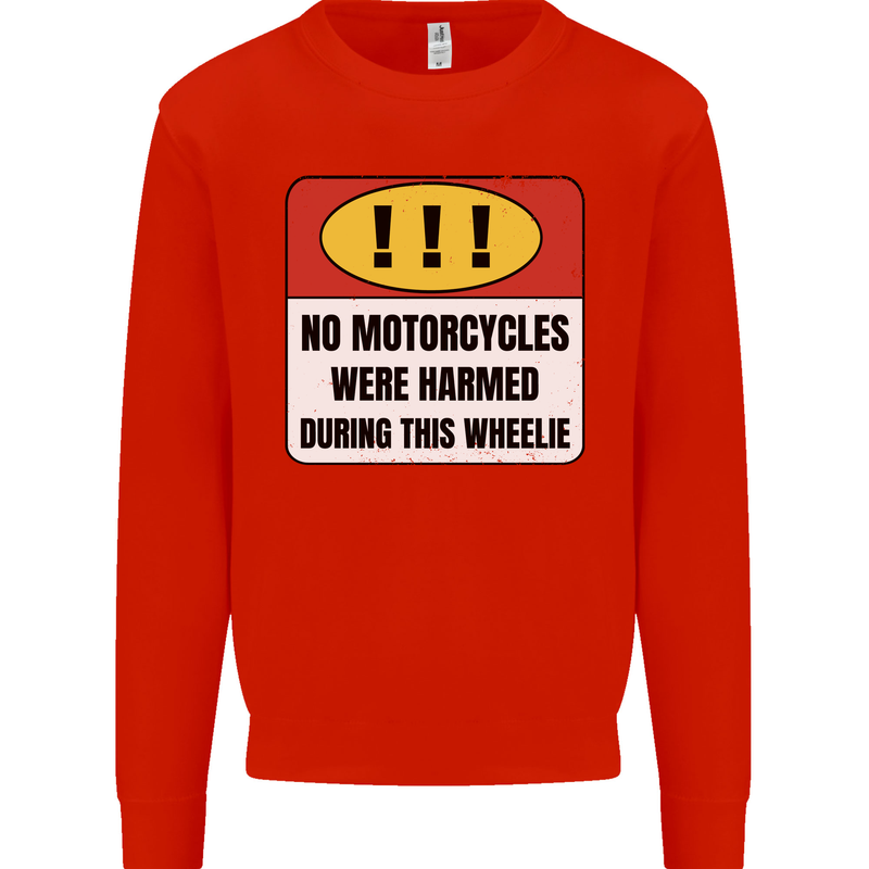 Funny Wheelie Motorbike Motocross MotoX Mens Sweatshirt Jumper Bright Red