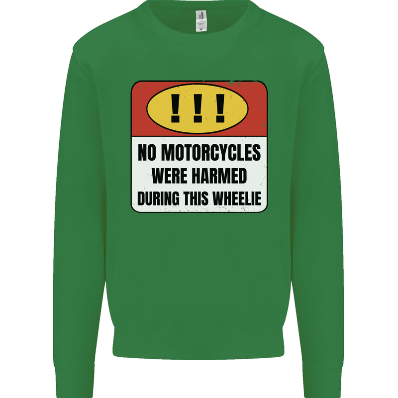 Funny Wheelie Motorbike Motocross MotoX Mens Sweatshirt Jumper Irish Green