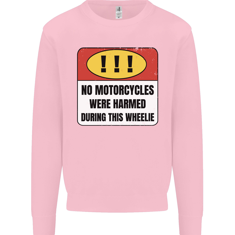 Funny Wheelie Motorbike Motocross MotoX Mens Sweatshirt Jumper Light Pink