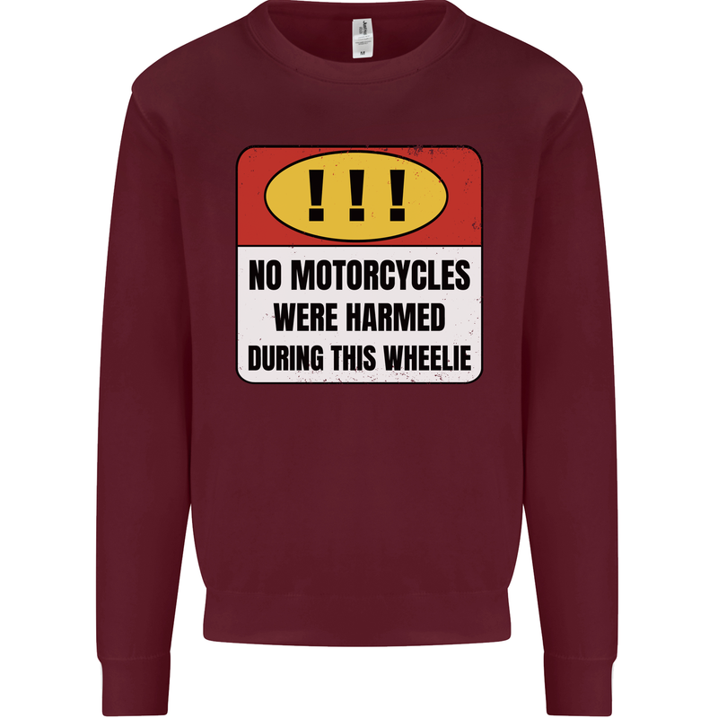 Funny Wheelie Motorbike Motocross MotoX Mens Sweatshirt Jumper Maroon