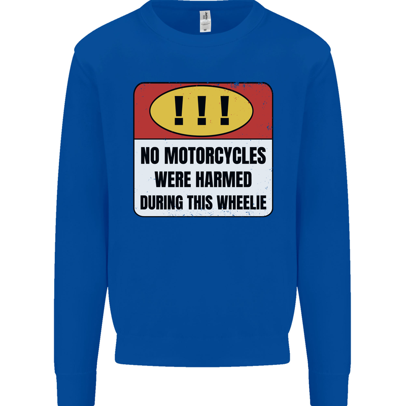 Funny Wheelie Motorbike Motocross MotoX Mens Sweatshirt Jumper Royal Blue
