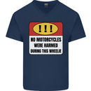Funny Wheelie Motorbike Motocross MotoX Mens V-Neck Cotton T-Shirt Navy Blue