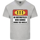 Funny Wheelie Motorbike Motocross MotoX Mens V-Neck Cotton T-Shirt Sports Grey