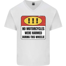 Funny Wheelie Motorbike Motocross MotoX Mens V-Neck Cotton T-Shirt White