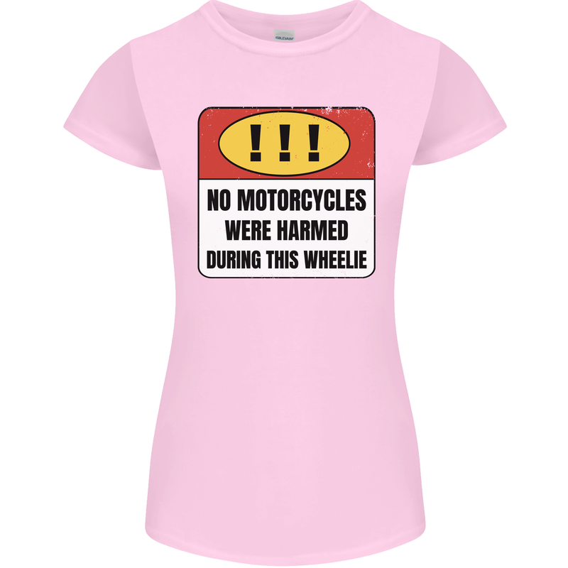 Funny Wheelie Motorbike Motocross MotoX Womens Petite Cut T-Shirt Light Pink