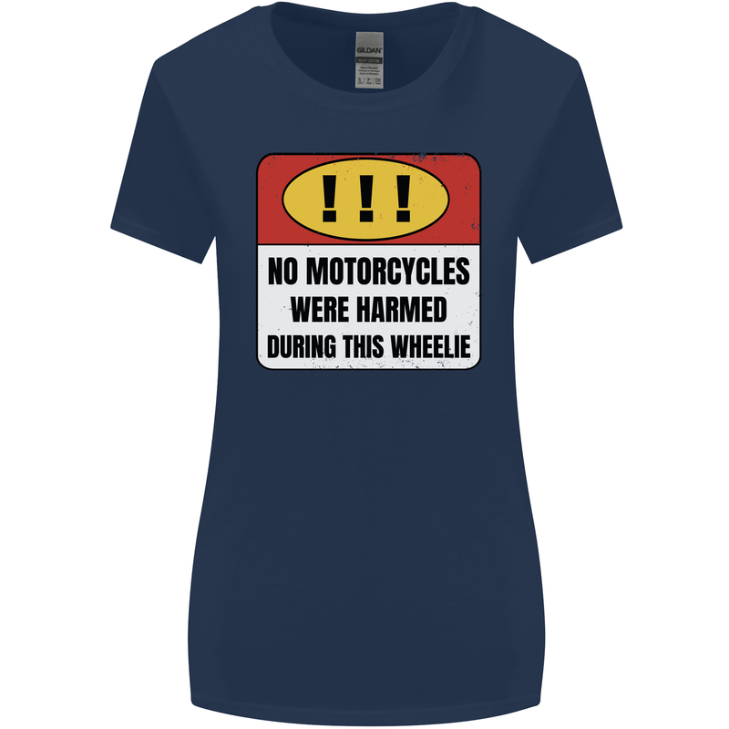 Funny Wheelie Motorbike Motocross MotoX Womens Wider Cut T-Shirt Navy Blue