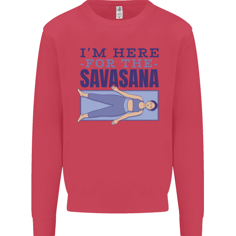 Funny Yoga Im Here For the Savasana Kids Sweatshirt Jumper Heliconia